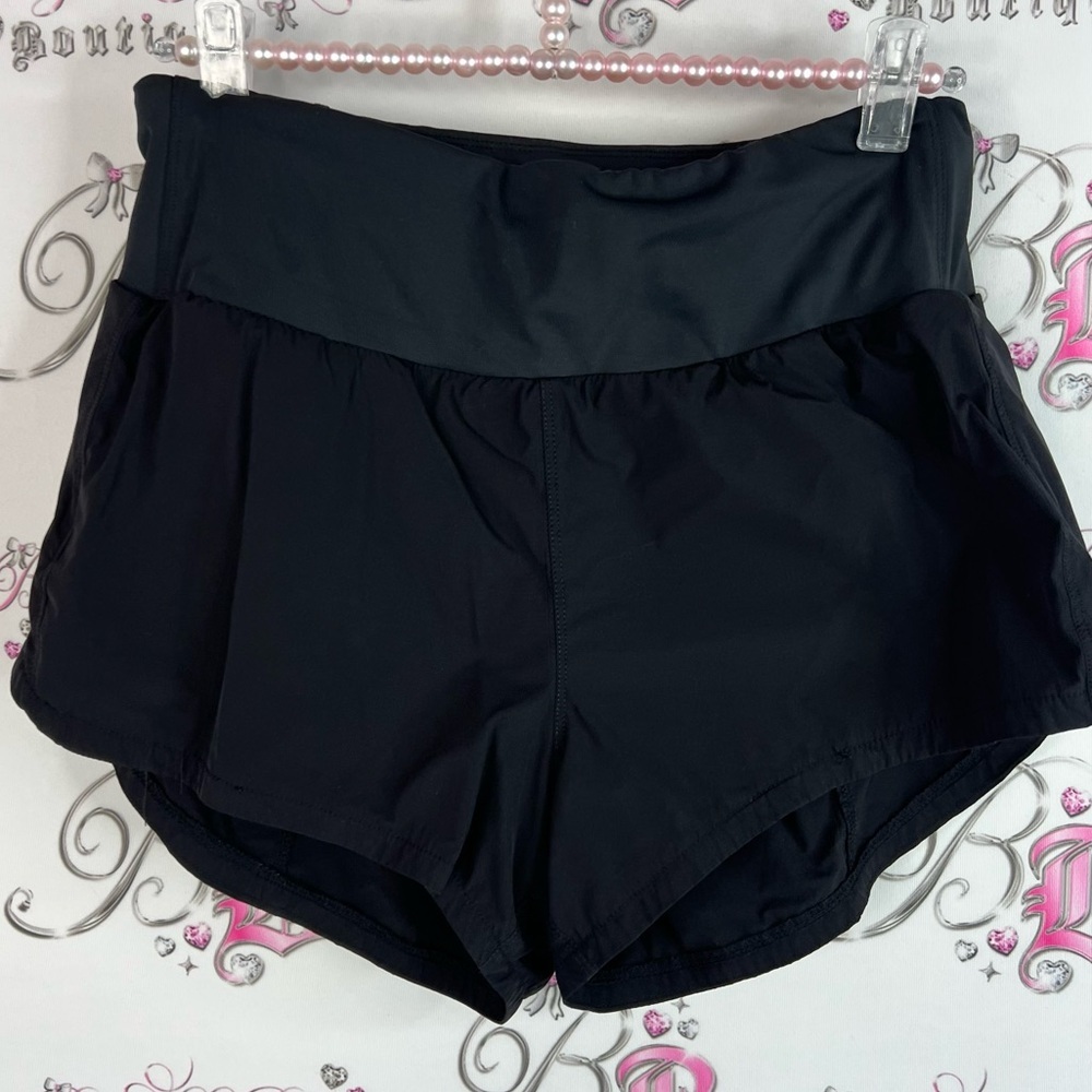 Workout shorts zipper pocket stretchy comfy Black Women's Shorts